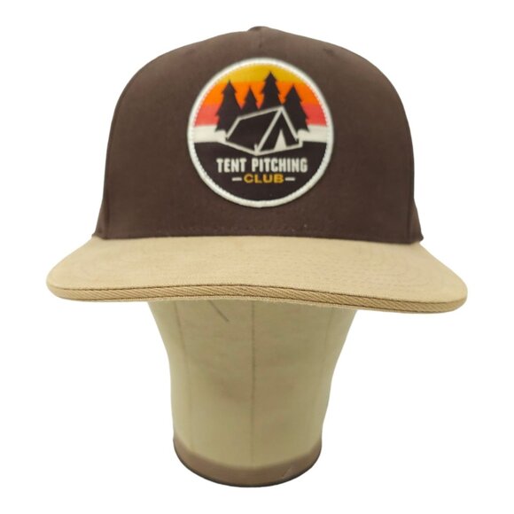 Tent Pitching Club Patch Snapback Cap Trucker Baseball Hat Sandwich Bill Yupoong - Picture 9 of 13